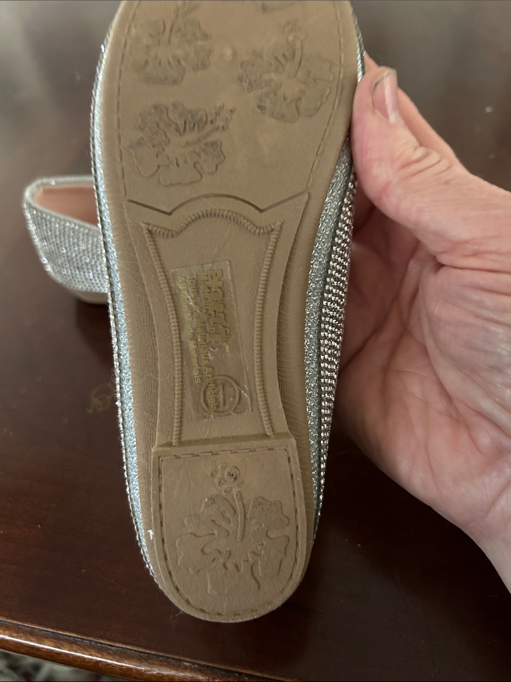 Link Silver Rhinestone Loafers with Tan Lining - Picture 3 of 6